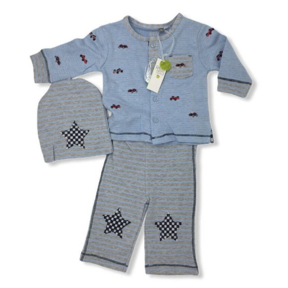 Petit Lem Baby Boys 3 Piece Race Car Outfit